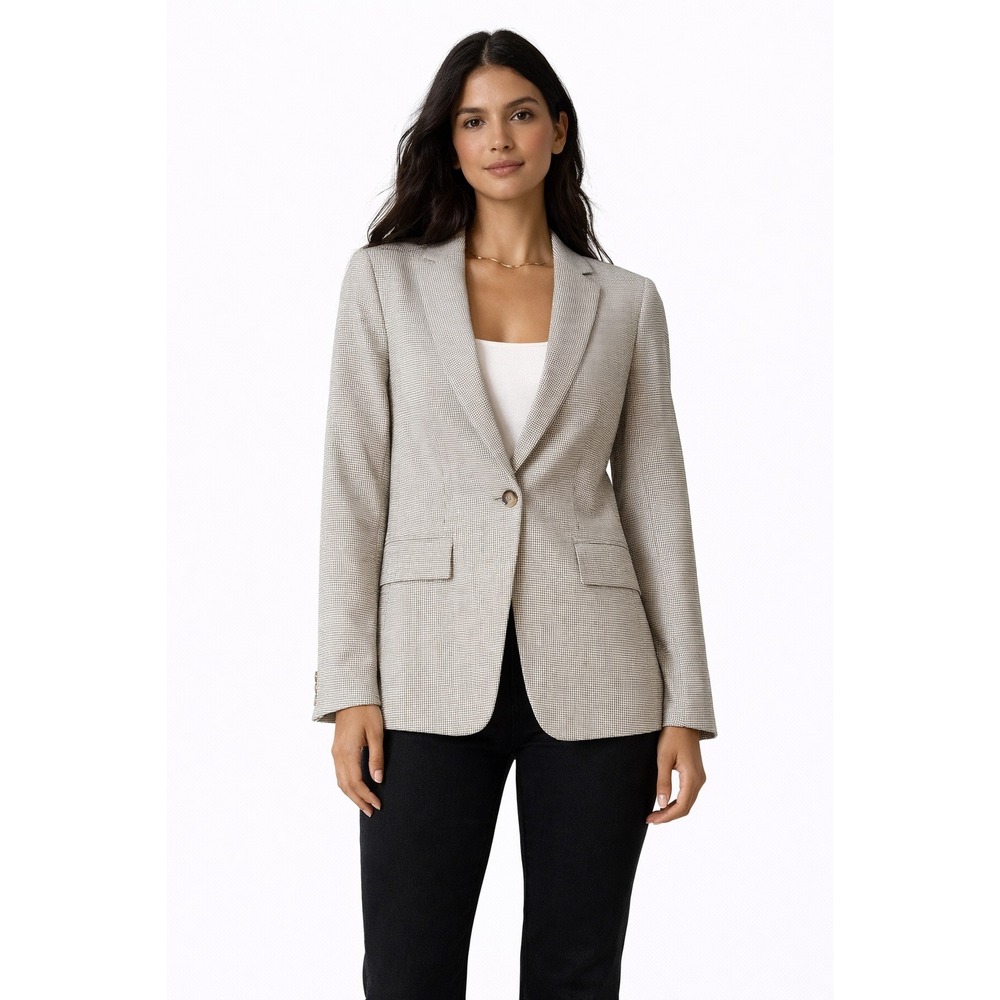 Club Monaco Gray & White Houndstooth Blazer | Quiet Luxury Old Money Jacket US 0